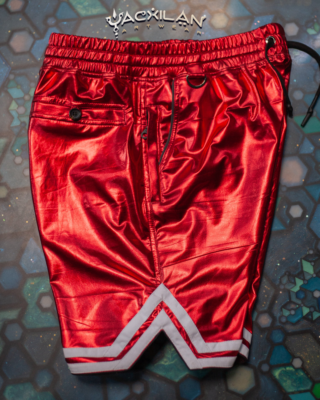 Boxing Short White Mountains / Metalic Licra -MUAI TAI RED
